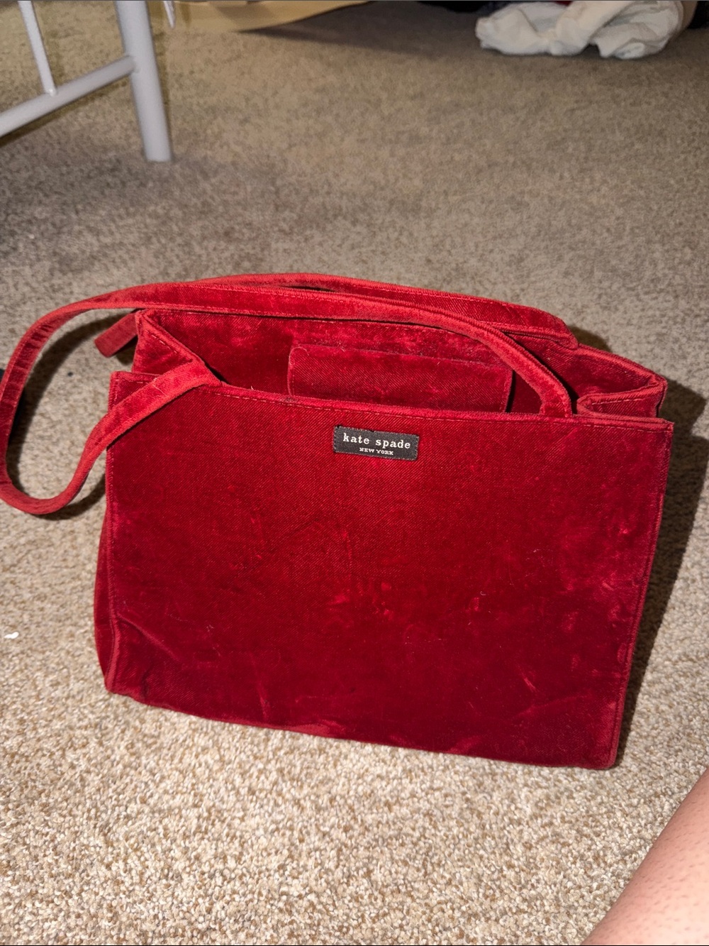 Vintage Y2K Kate Spade Velvet Cherry Red Shoulder Bag